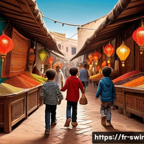 슈퍼윙스 어린이 교육 콘텐츠 - **Prompt 1: Cultural Discovery in a Vibrant Moroccan Souk**
    "An intricate, highly detailed illus...